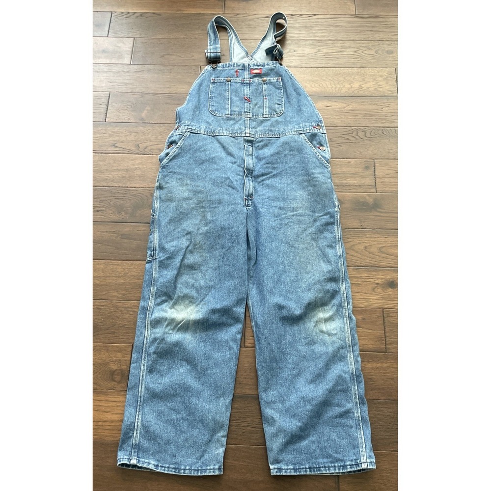 Vintage Dickies Overalls Mens Blue 80's Faded Bibs Utility Workwear 40X30